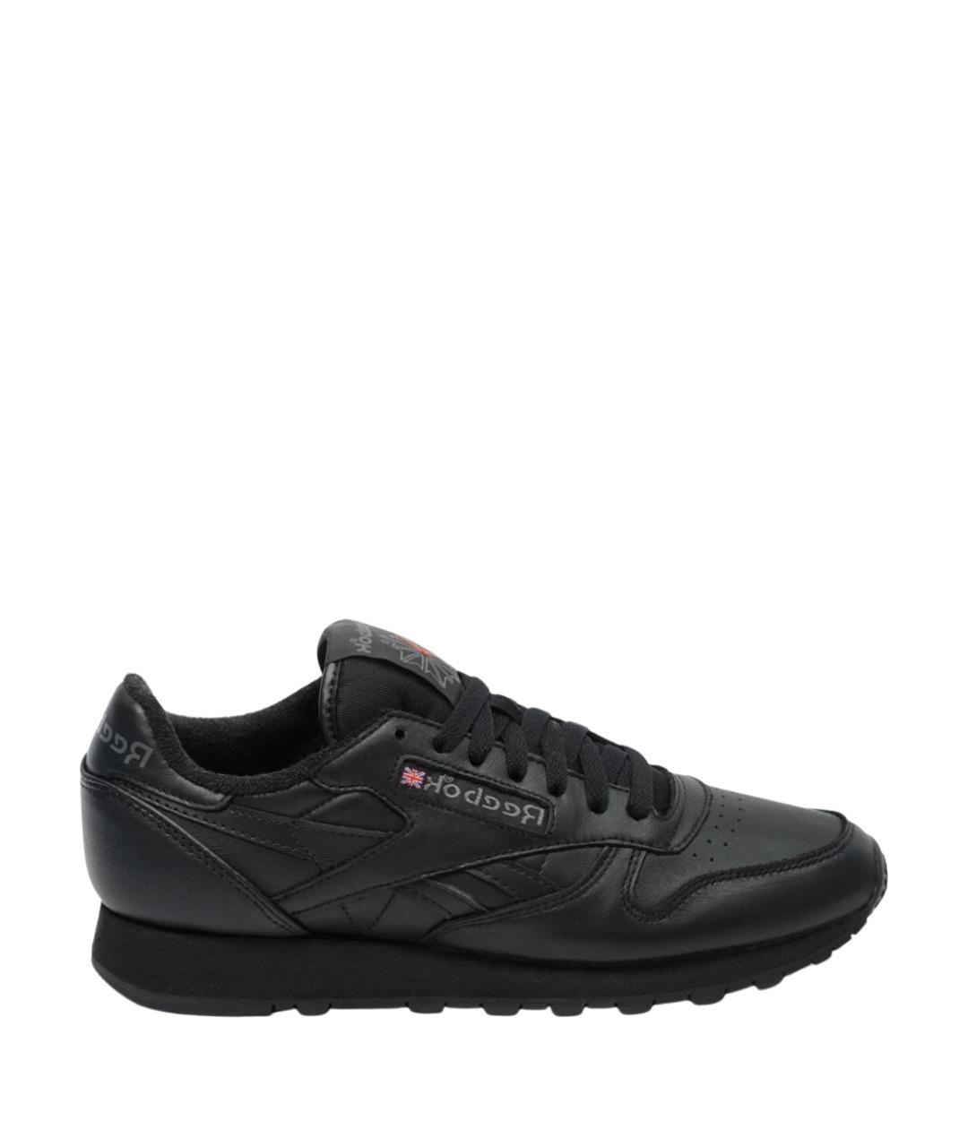 REEBOK Черные кожаные низкие кроссовки / кеды, фото 1