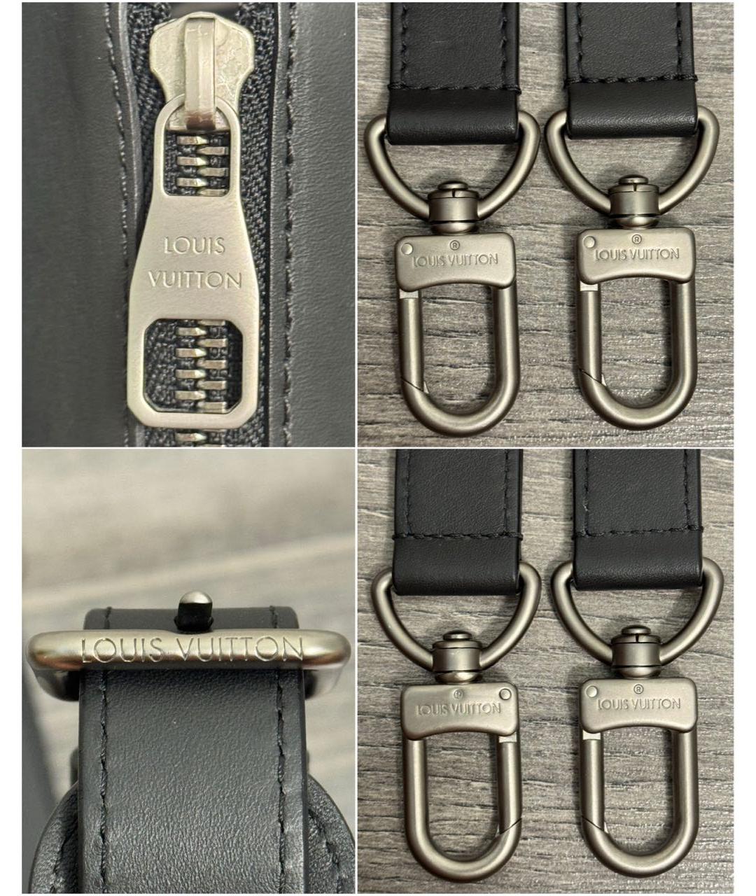 LOUIS VUITTON Черный кожаный портфель, фото 6