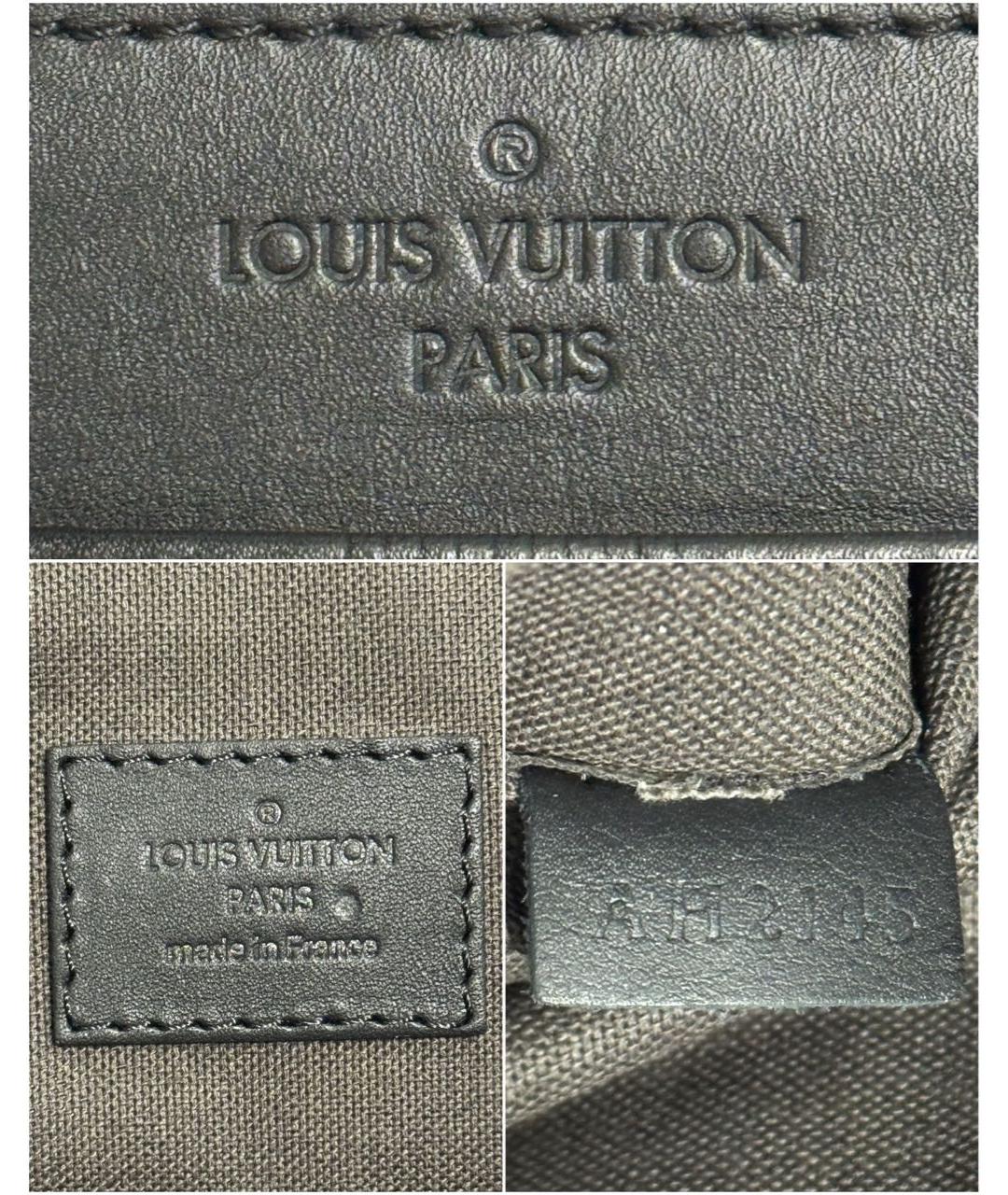 LOUIS VUITTON Черный кожаный портфель, фото 7