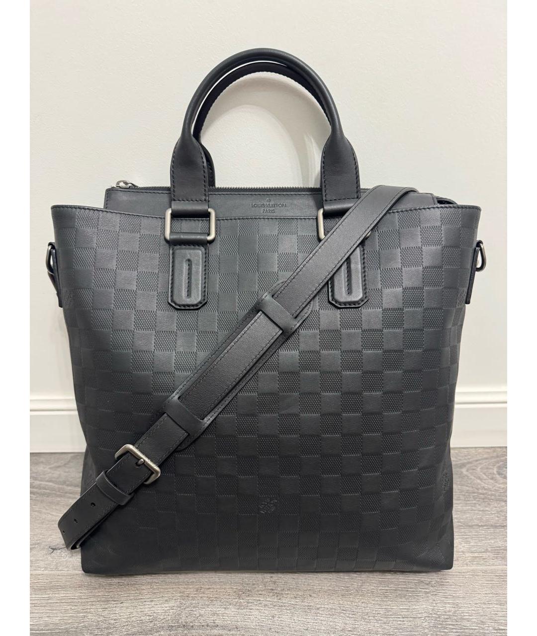 LOUIS VUITTON Черный кожаный портфель, фото 9