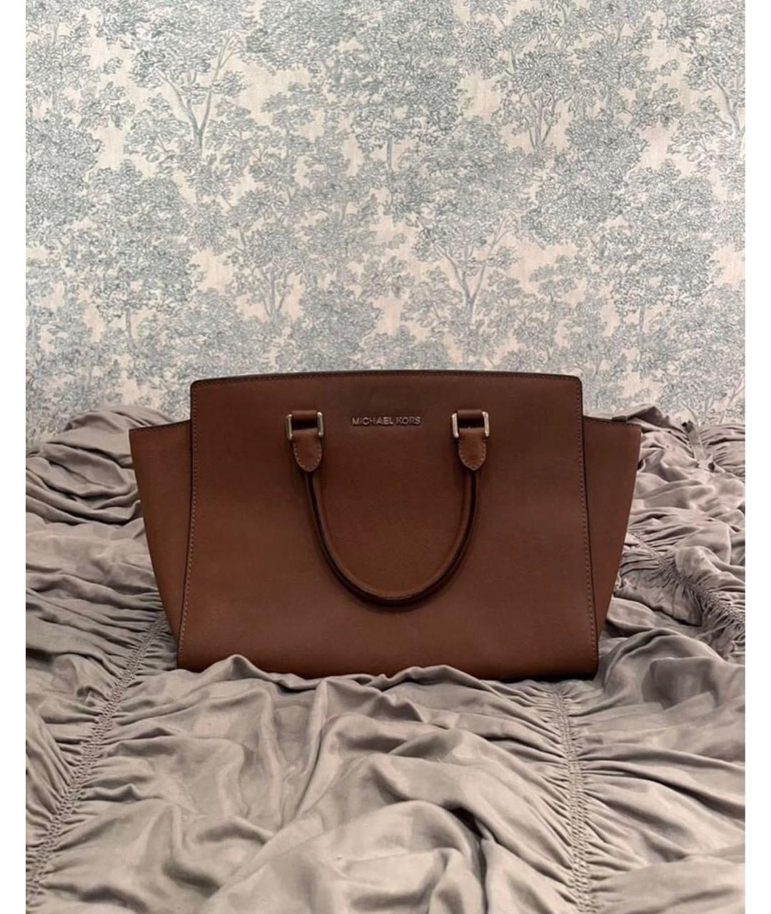 MICHAEL KORS Коричневая кожаная сумка тоут, фото 4