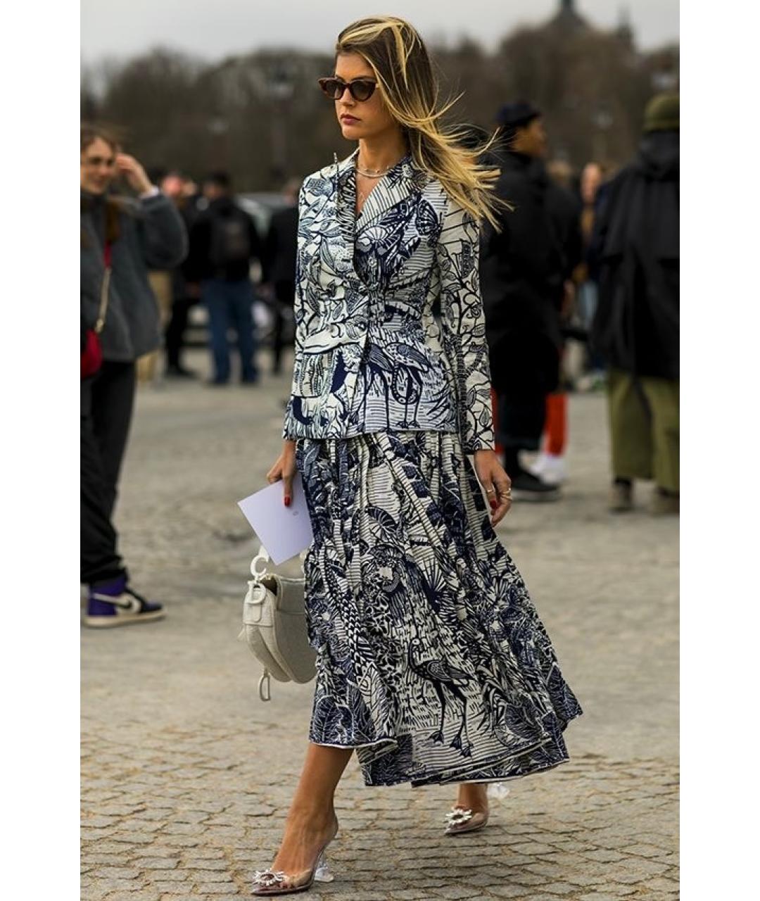 CHRISTIAN DIOR Мульти хлопковая юбка миди, фото 5