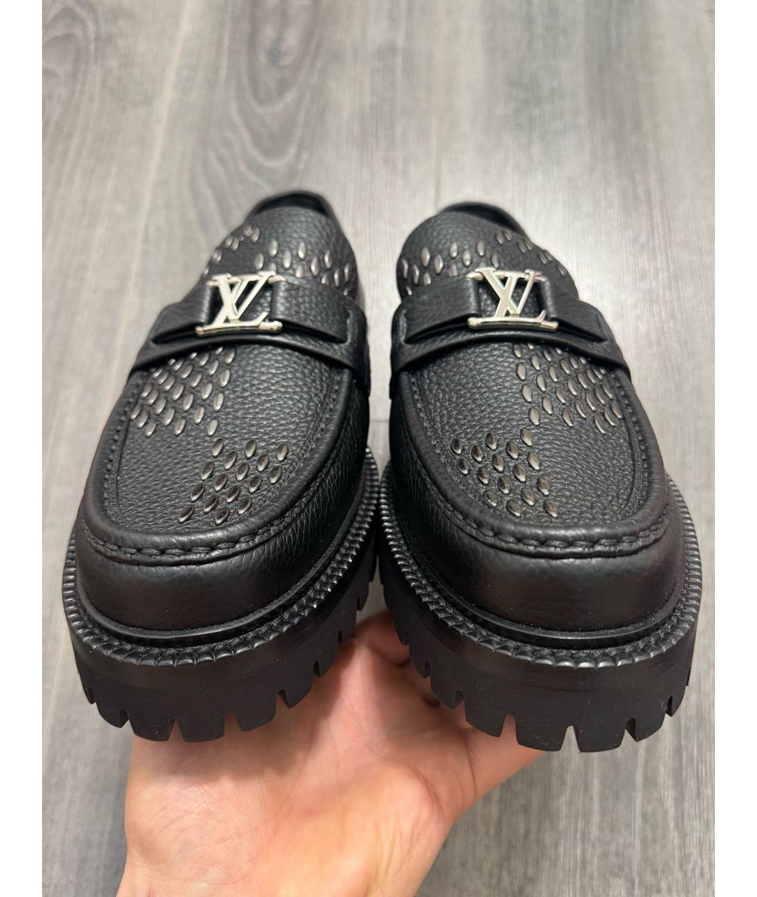 LOUIS VUITTON Черные кожаные лоферы, фото 3