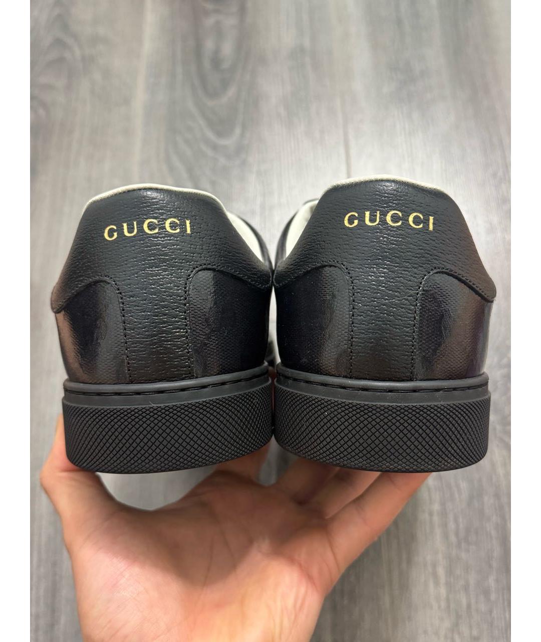 GUCCI Черные низкие кроссовки / кеды из лакированной кожи, фото 4