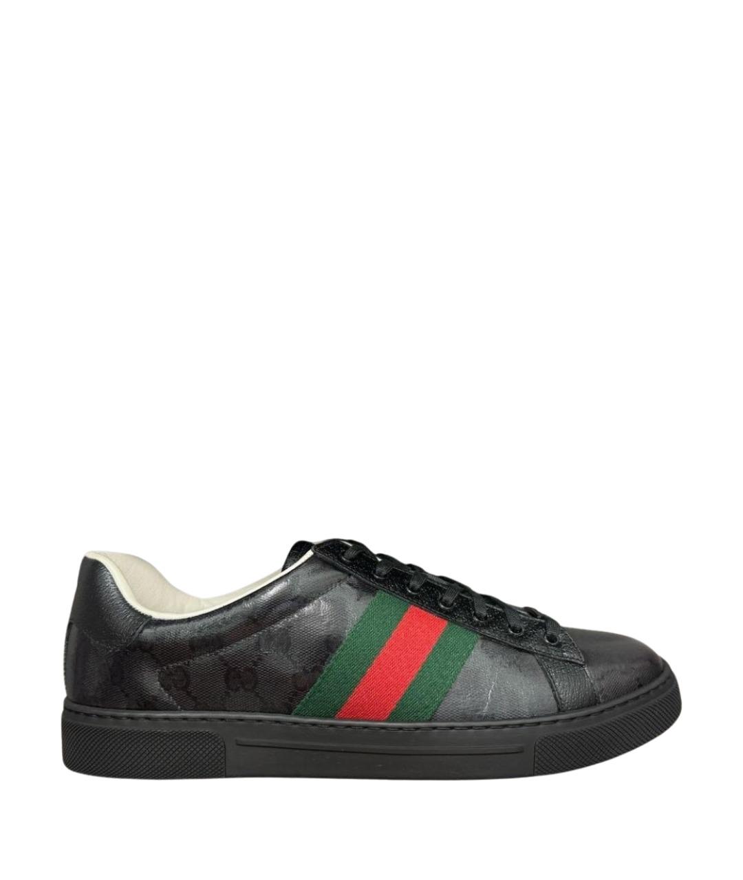 GUCCI Черные низкие кроссовки / кеды из лакированной кожи, фото 1
