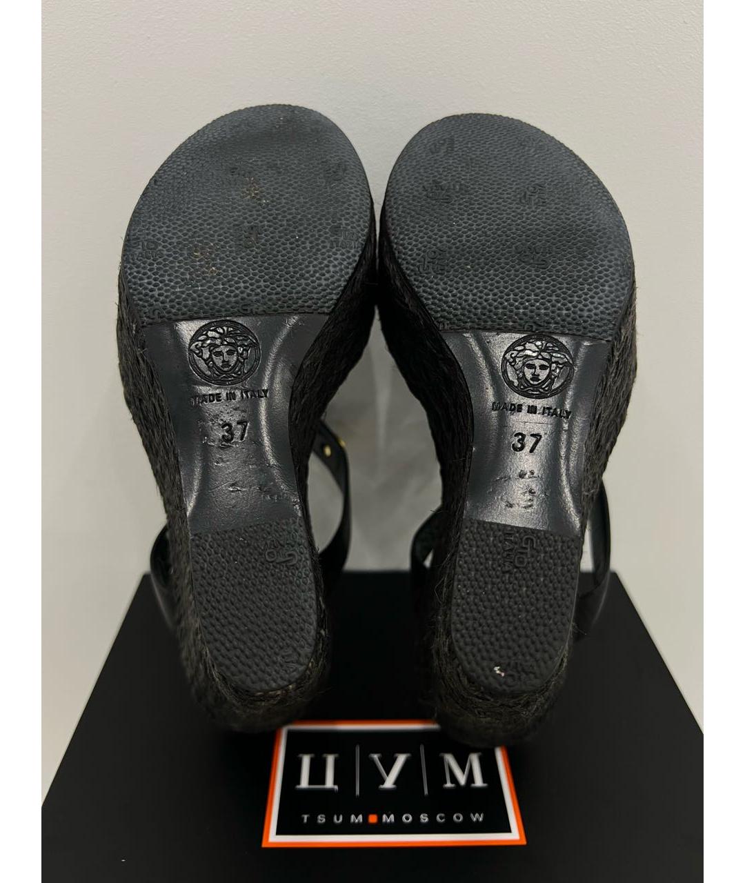 VERSACE Черные кожаные босоножки, фото 6