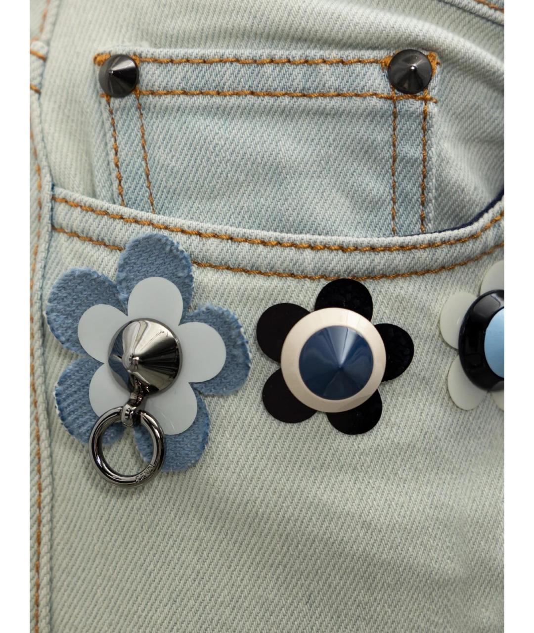 FENDI Голубые хлопковые прямые джинсы, фото 3