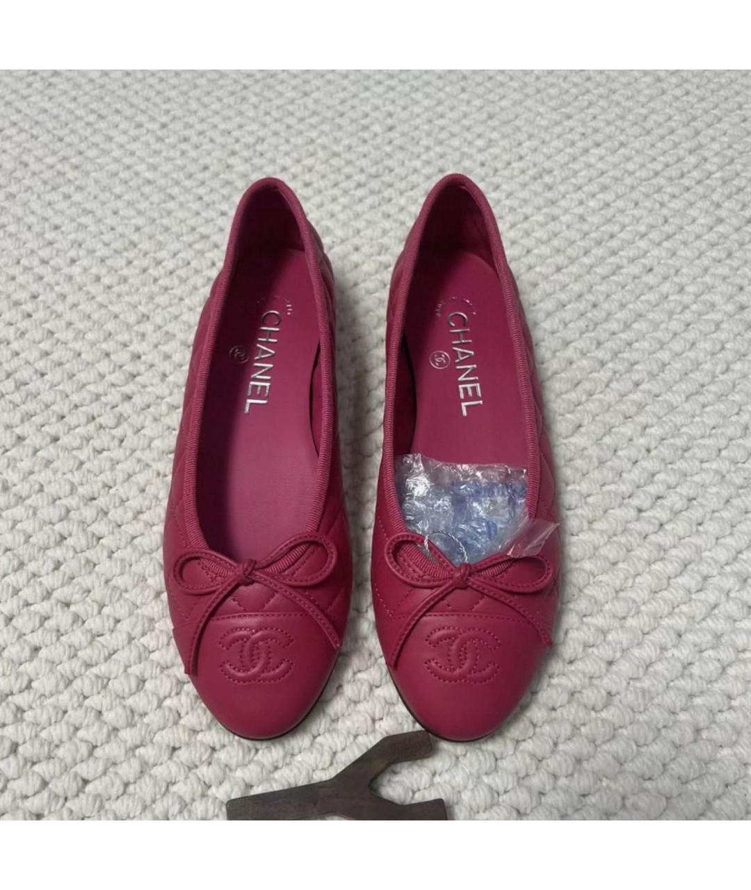 CHANEL Фуксия кожаные балетки, фото 3