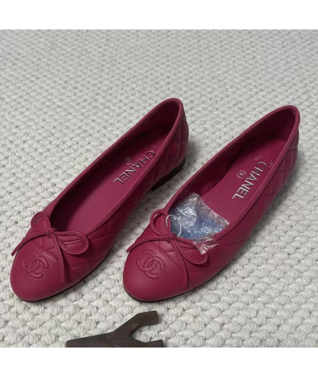 CHANEL Фуксия кожаные балетки, фото 6