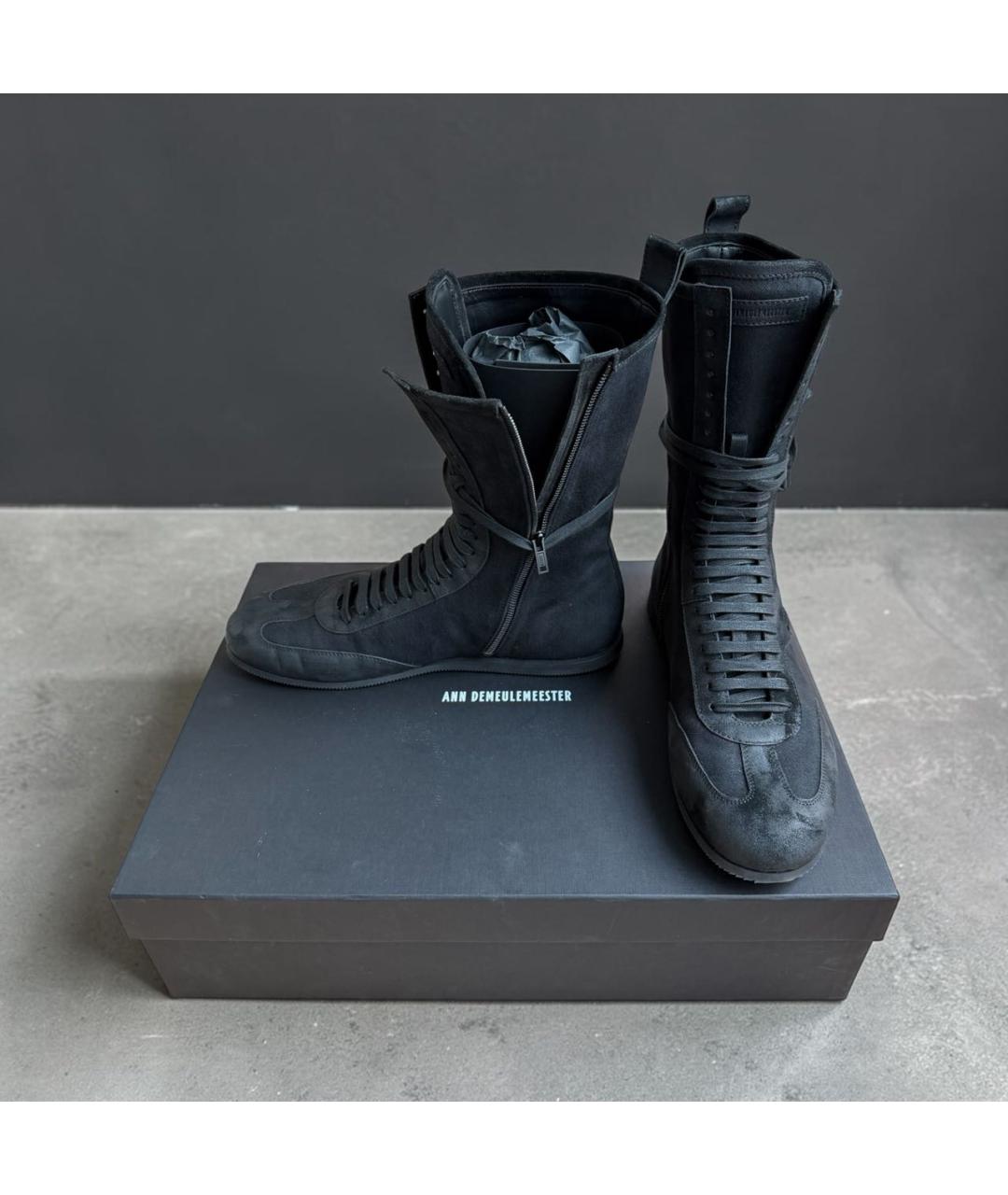 ANN DEMEULEMEESTER Черные замшевые высокие кроссовки / кеды, фото 3