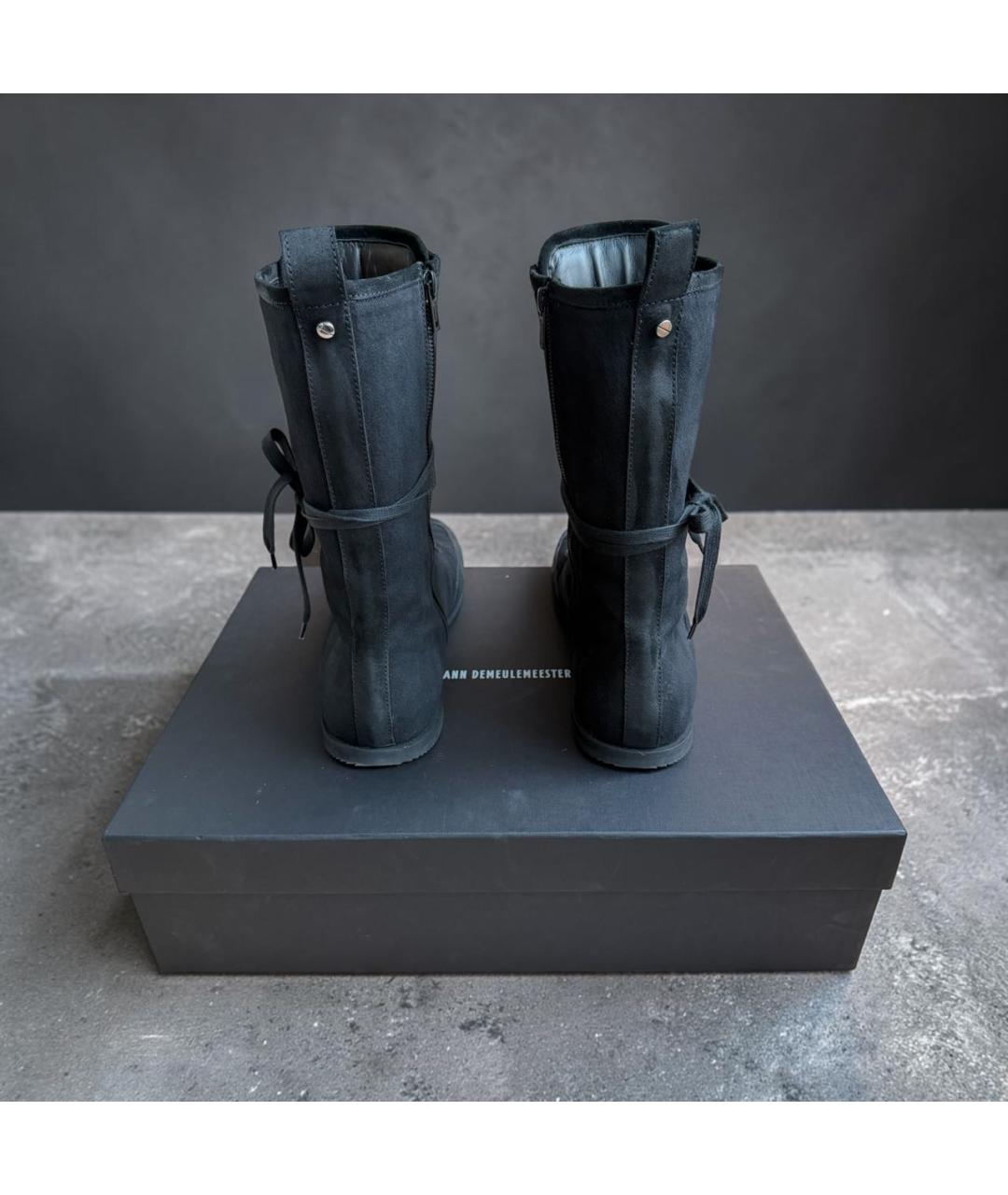 ANN DEMEULEMEESTER Черные замшевые высокие кроссовки / кеды, фото 4