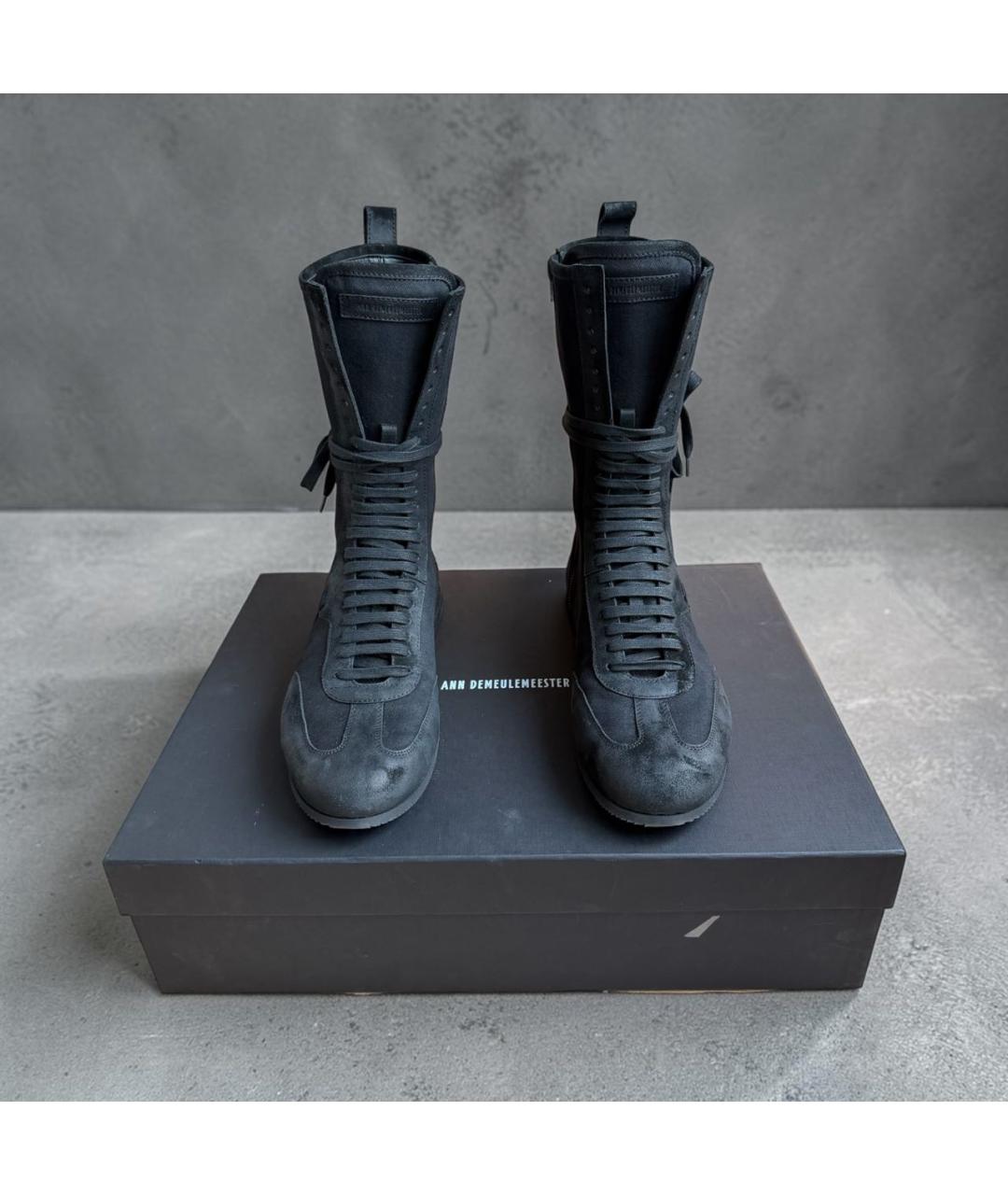 ANN DEMEULEMEESTER Черные замшевые высокие кроссовки / кеды, фото 2