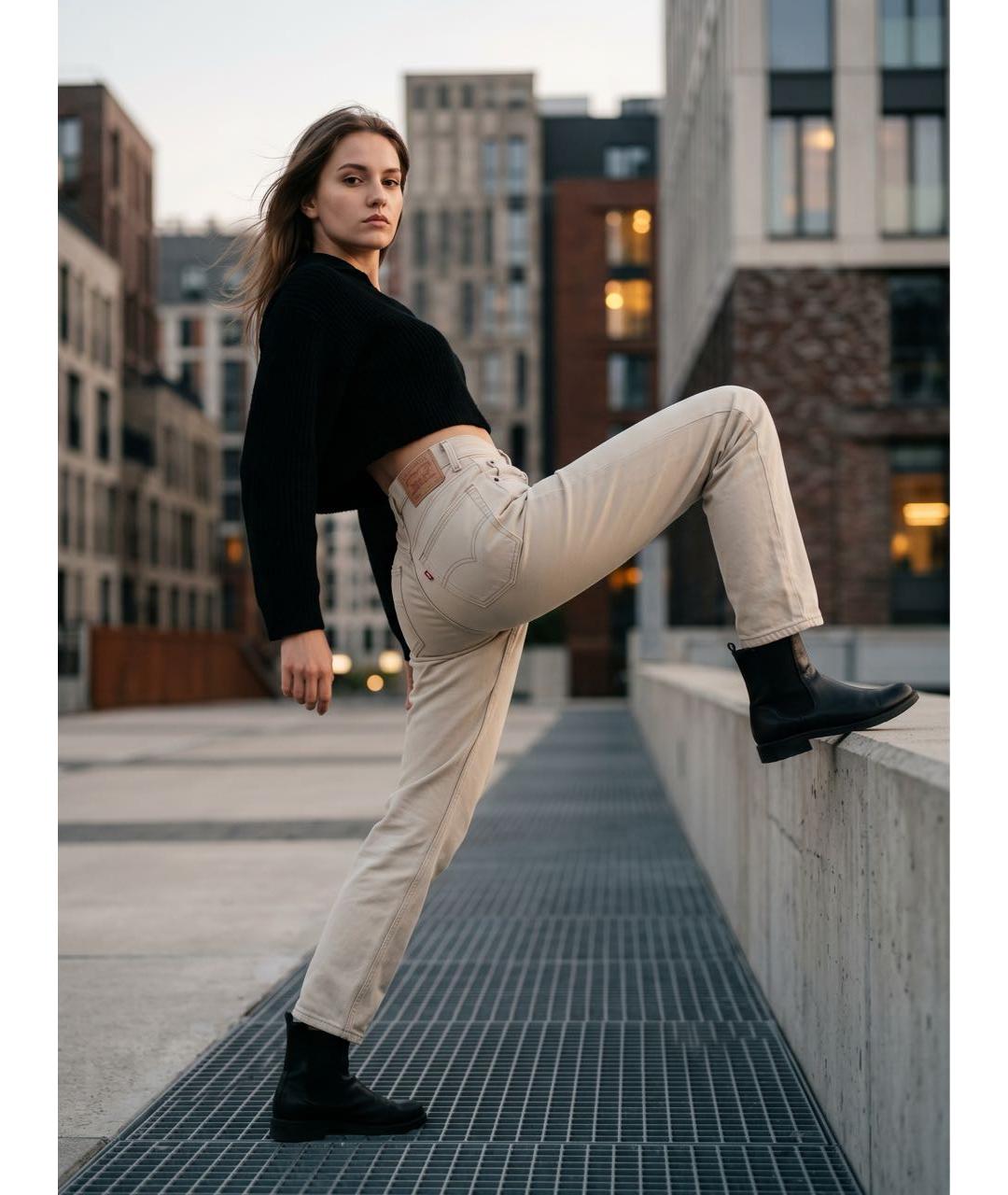 LEVI'S Бежевые прямые джинсы, фото 3