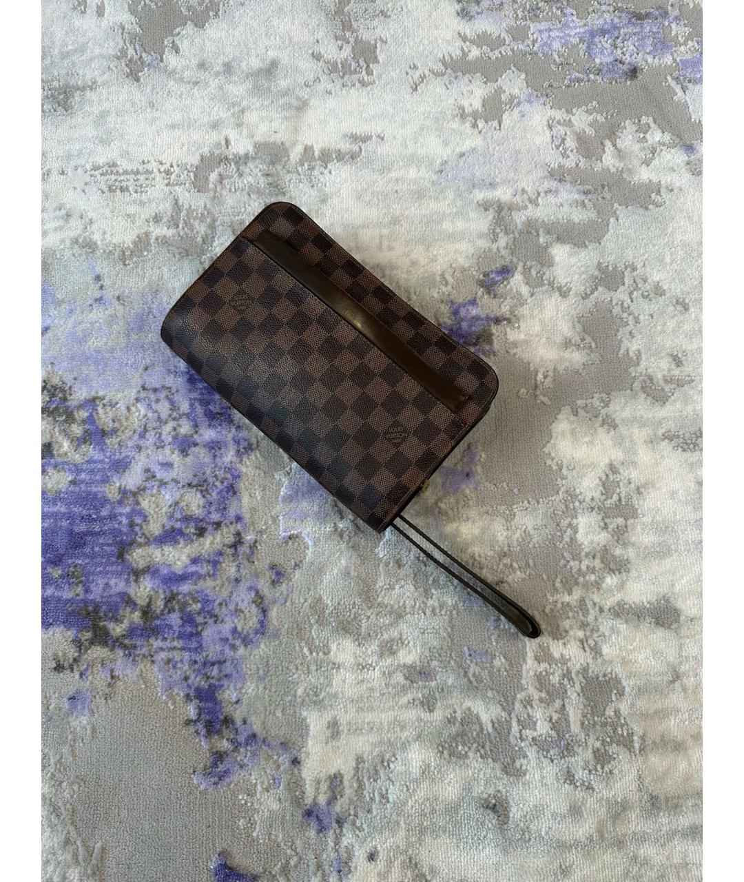LOUIS VUITTON Коричневая кожаная барсетка, фото 7