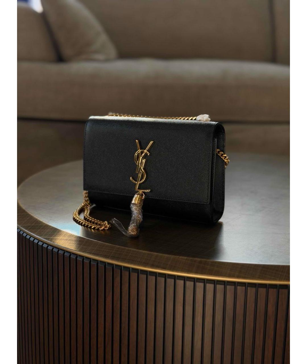 SAINT LAURENT Черная кожаная сумка через плечо, фото 2