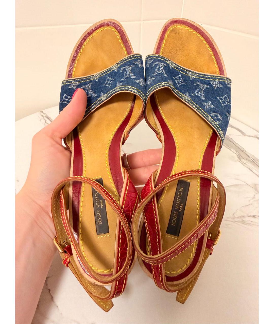 LOUIS VUITTON Синие босоножки, фото 4
