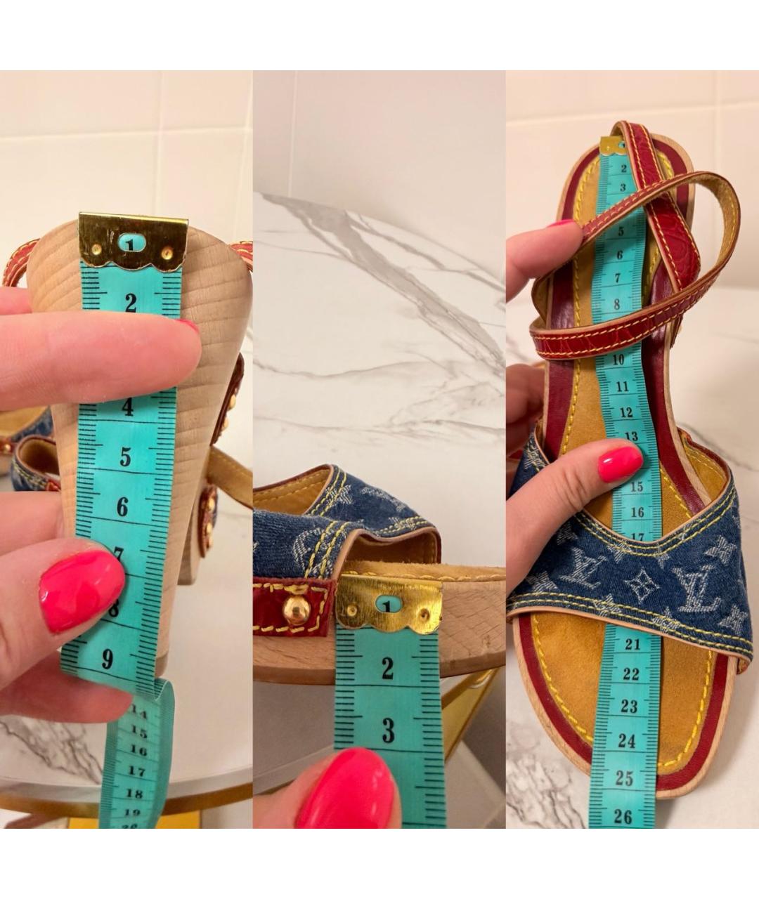 LOUIS VUITTON Синие босоножки, фото 6