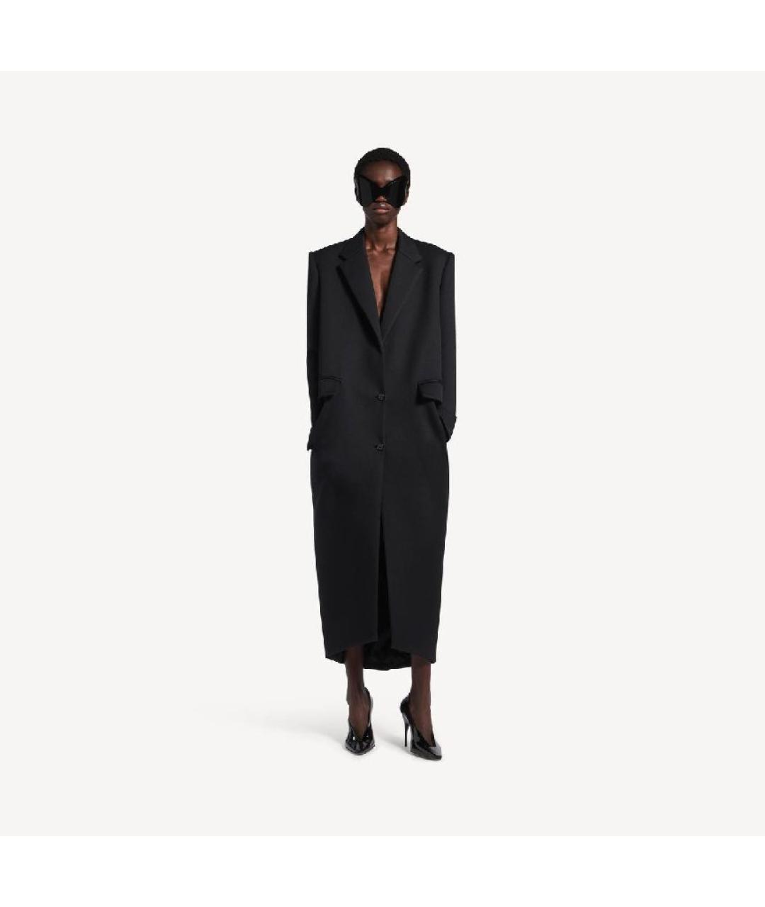 BALENCIAGA Черное шерстяное пальто, фото 2