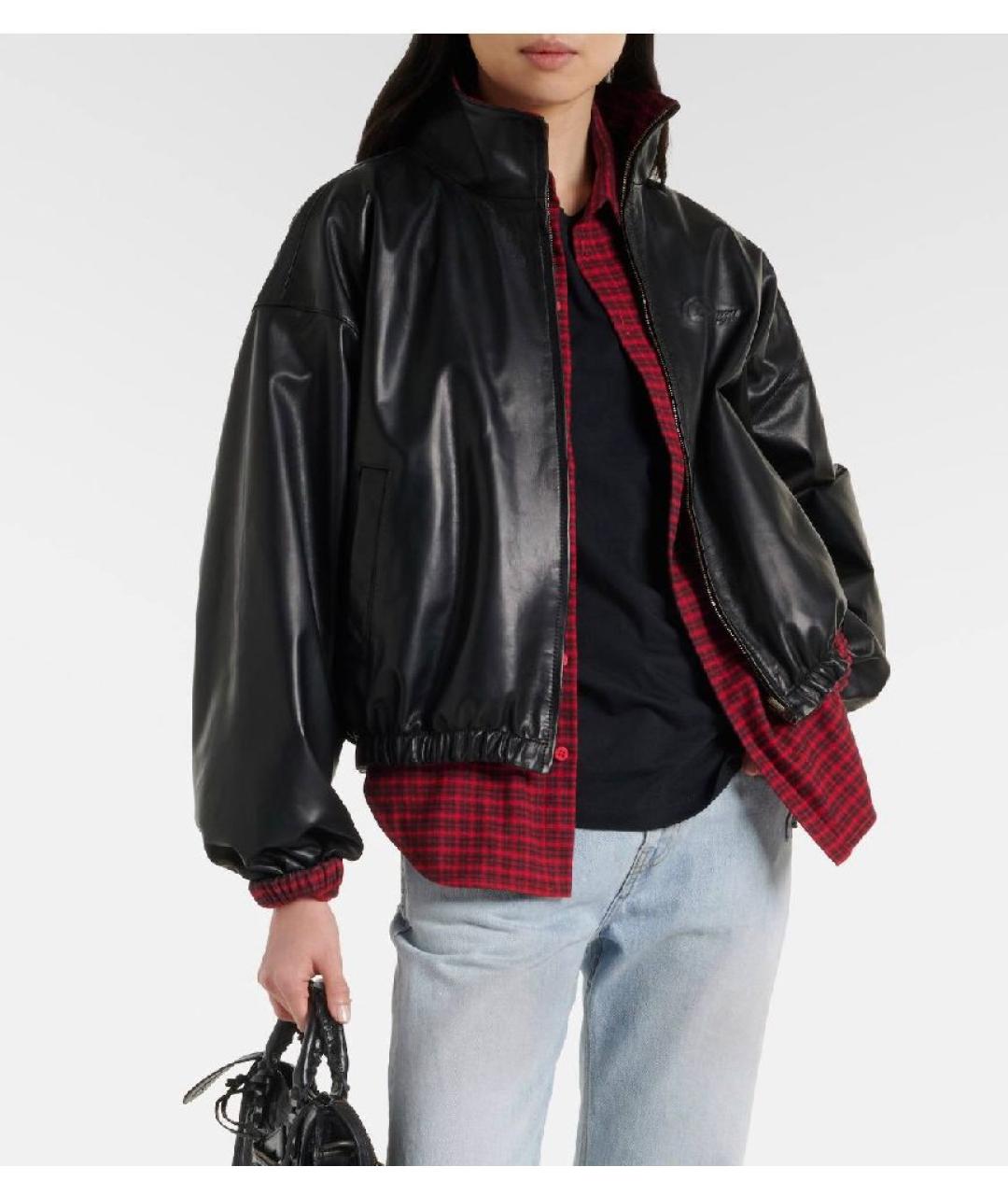 BALENCIAGA Черная кожаная куртка, фото 2