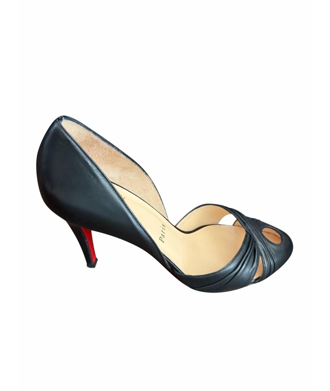 CHRISTIAN LOUBOUTIN Черные кожаные туфли, фото 1