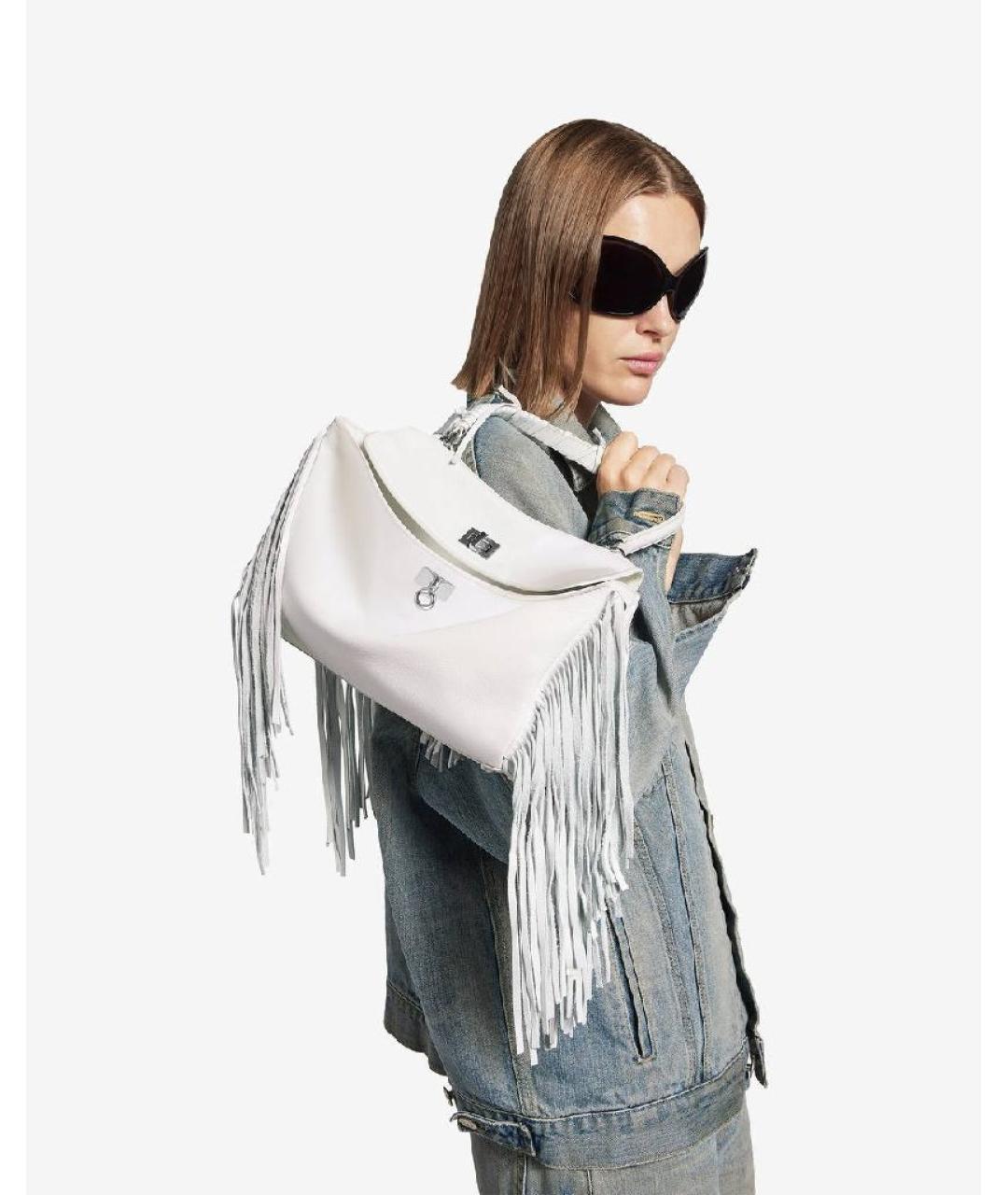 BALENCIAGA Белая кожаная сумка тоут, фото 4