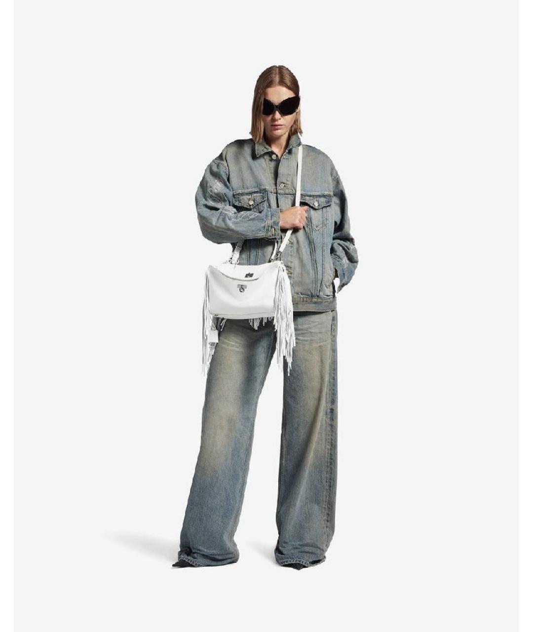 BALENCIAGA Белая кожаная сумка тоут, фото 8