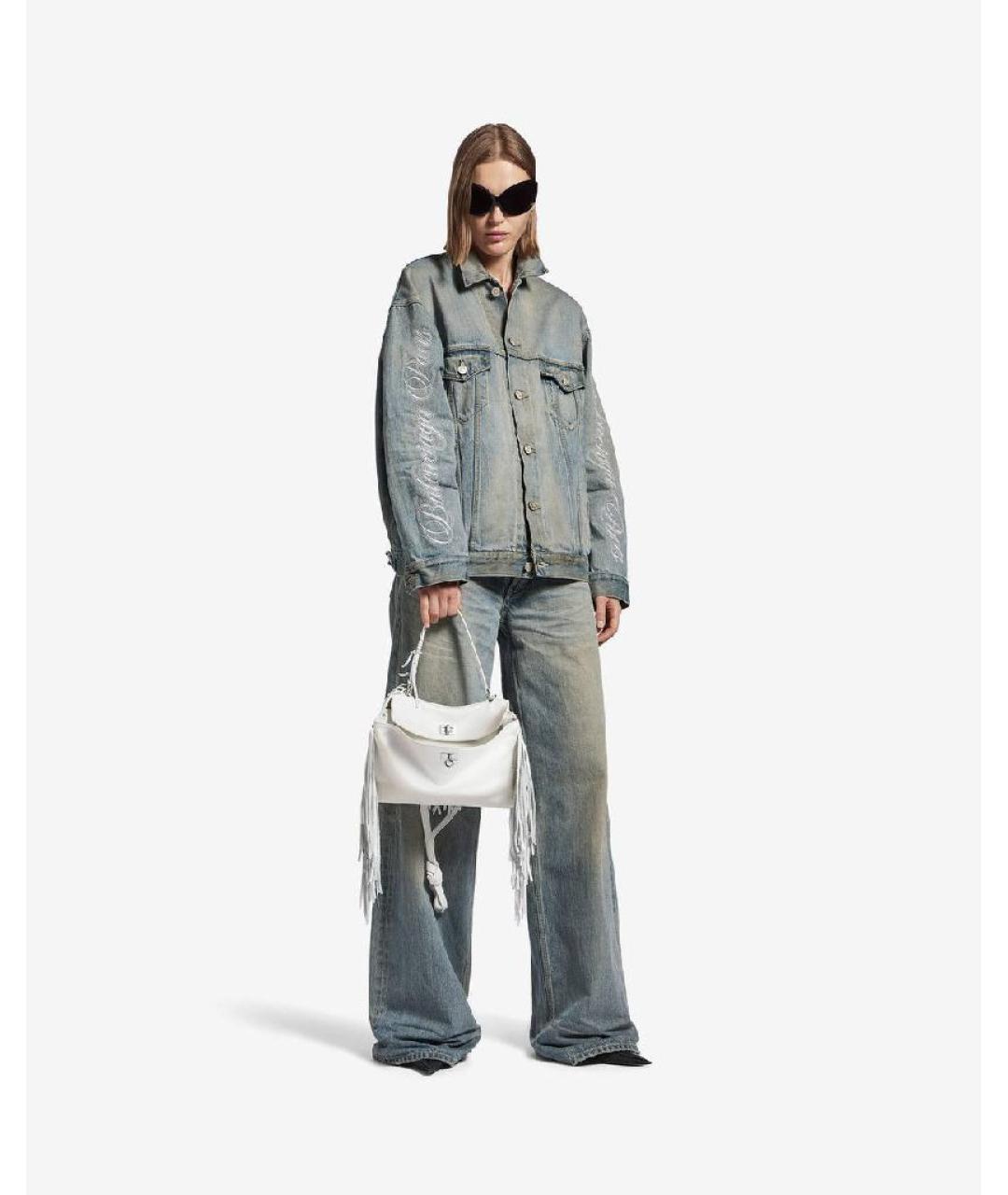 BALENCIAGA Белая кожаная сумка тоут, фото 6