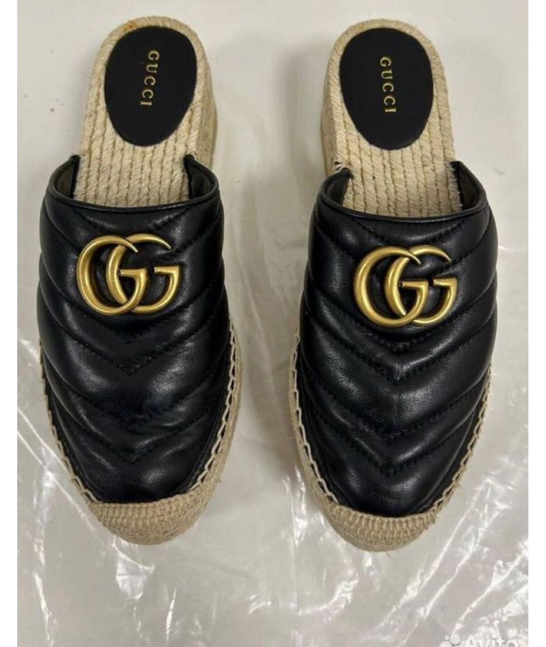 GUCCI Черные кожаные мюли, фото 2
