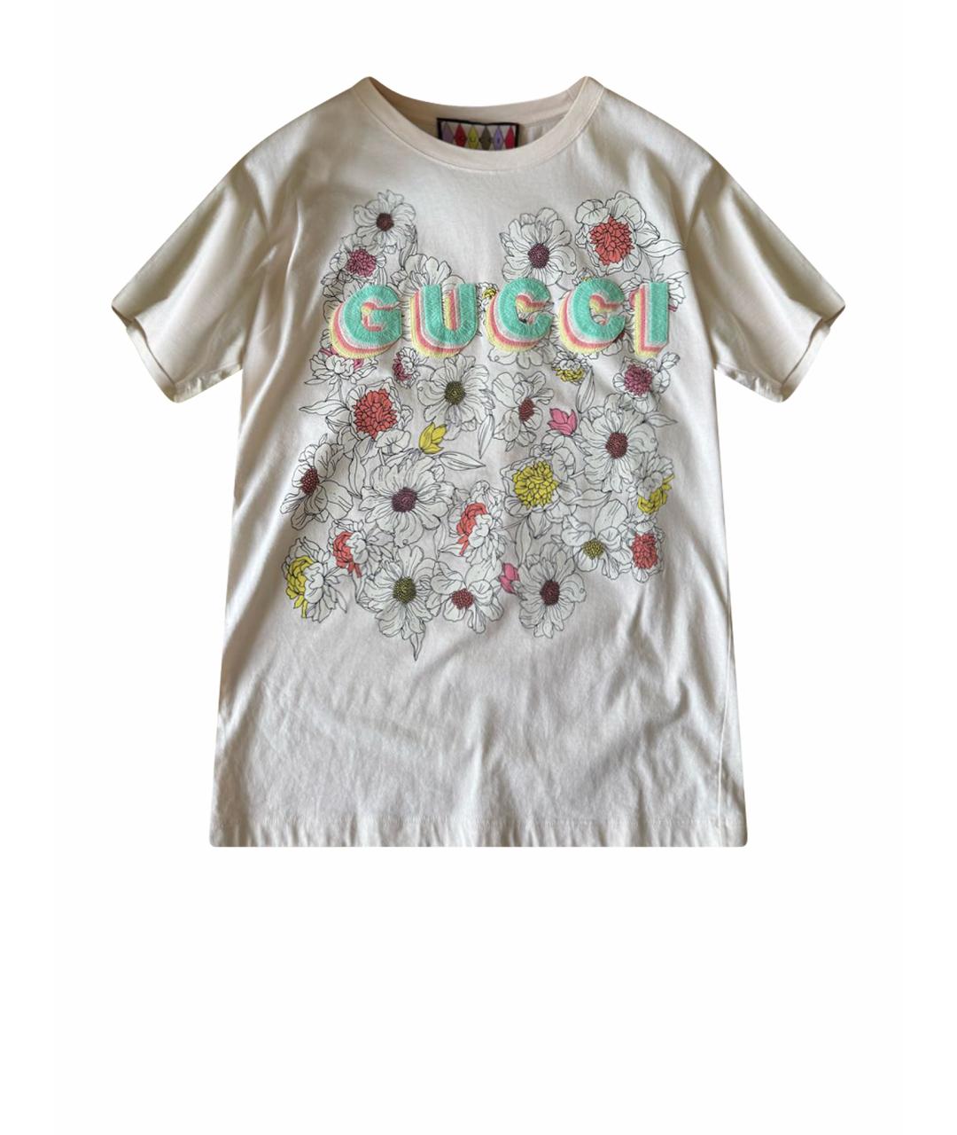 GUCCI Бежевая хлопко-эластановая футболка, фото 1