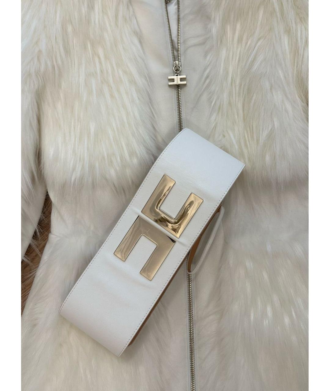 ELISABETTA FRANCHI Белое полиэстеровое пальто, фото 4