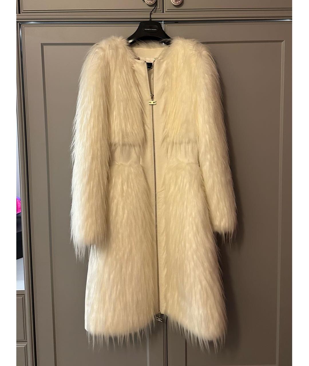 ELISABETTA FRANCHI Белое полиэстеровое пальто, фото 6