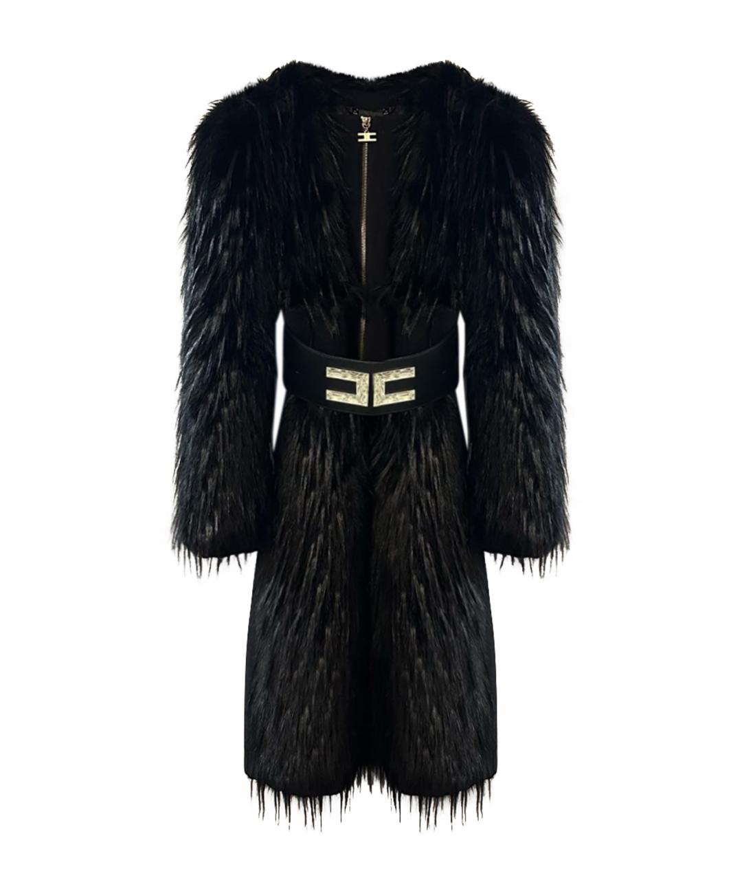 ELISABETTA FRANCHI Черное полиэстеровое пальто, фото 1