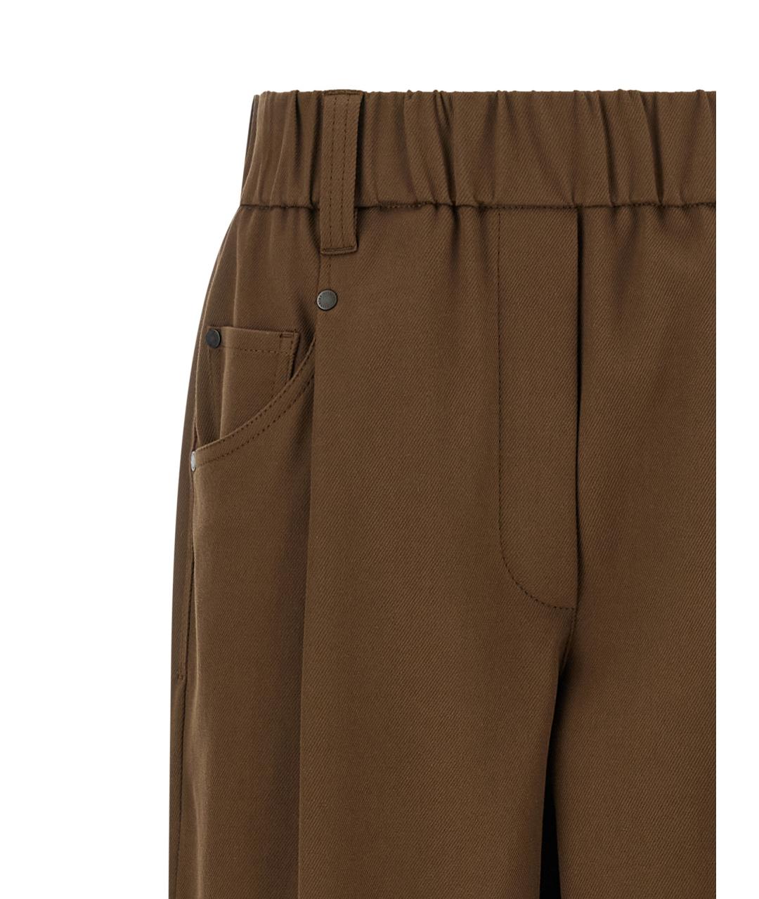 BRUNELLO CUCINELLI Коричневые хлопковые прямые брюки, фото 3