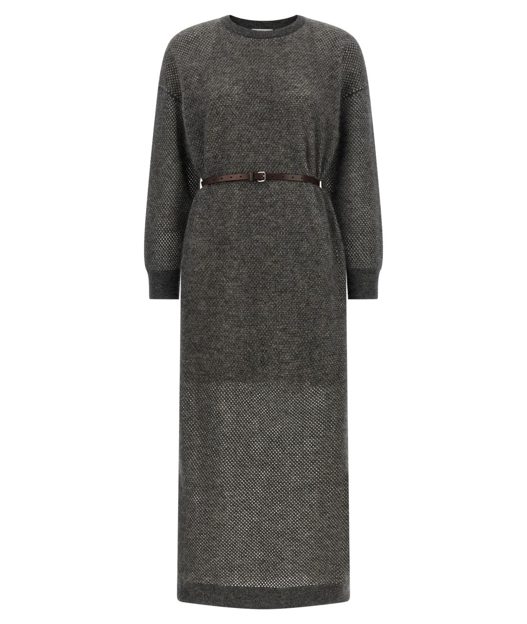 BRUNELLO CUCINELLI Серое шерстяное повседневное платье, фото 1
