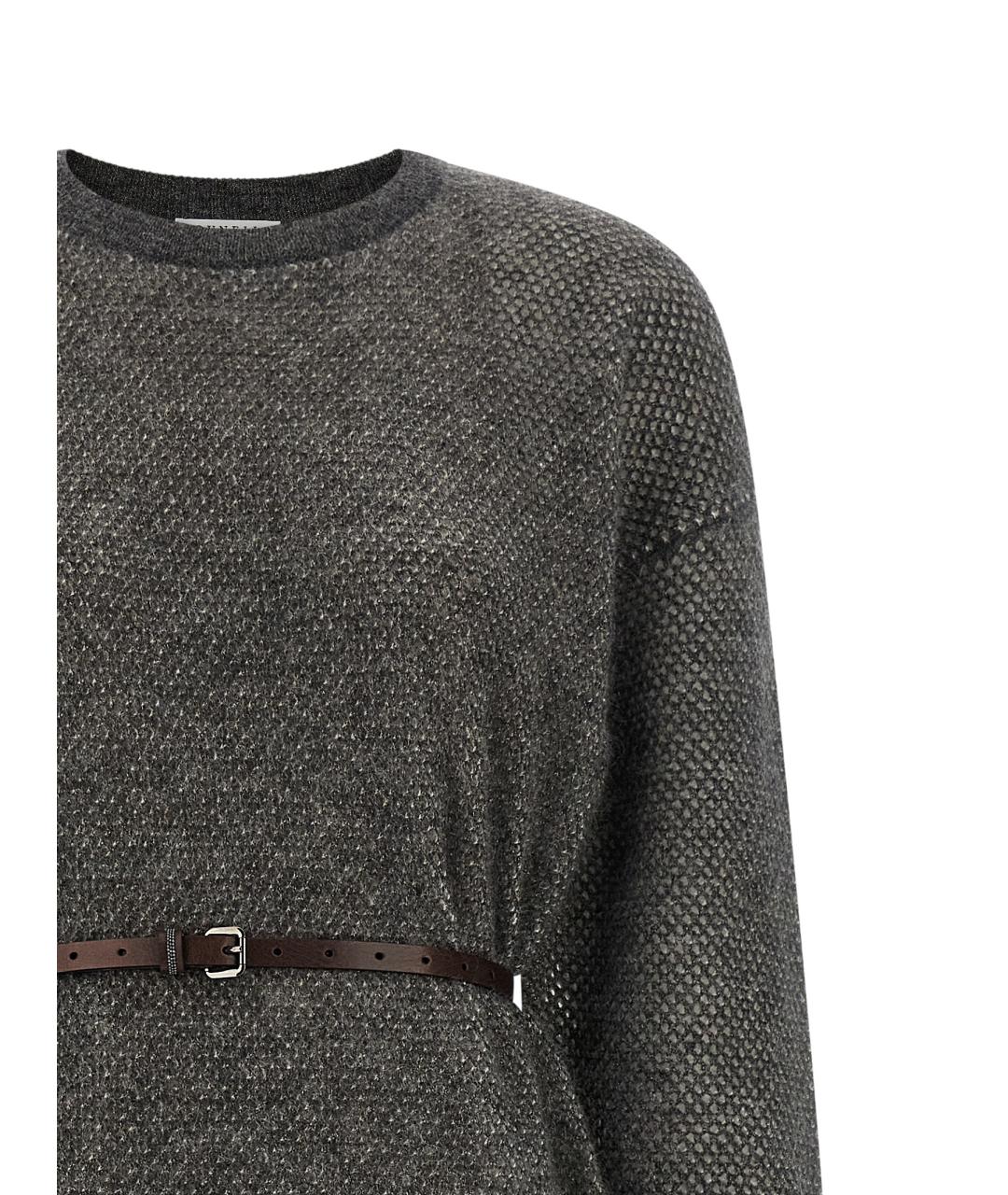BRUNELLO CUCINELLI Серое шерстяное повседневное платье, фото 3