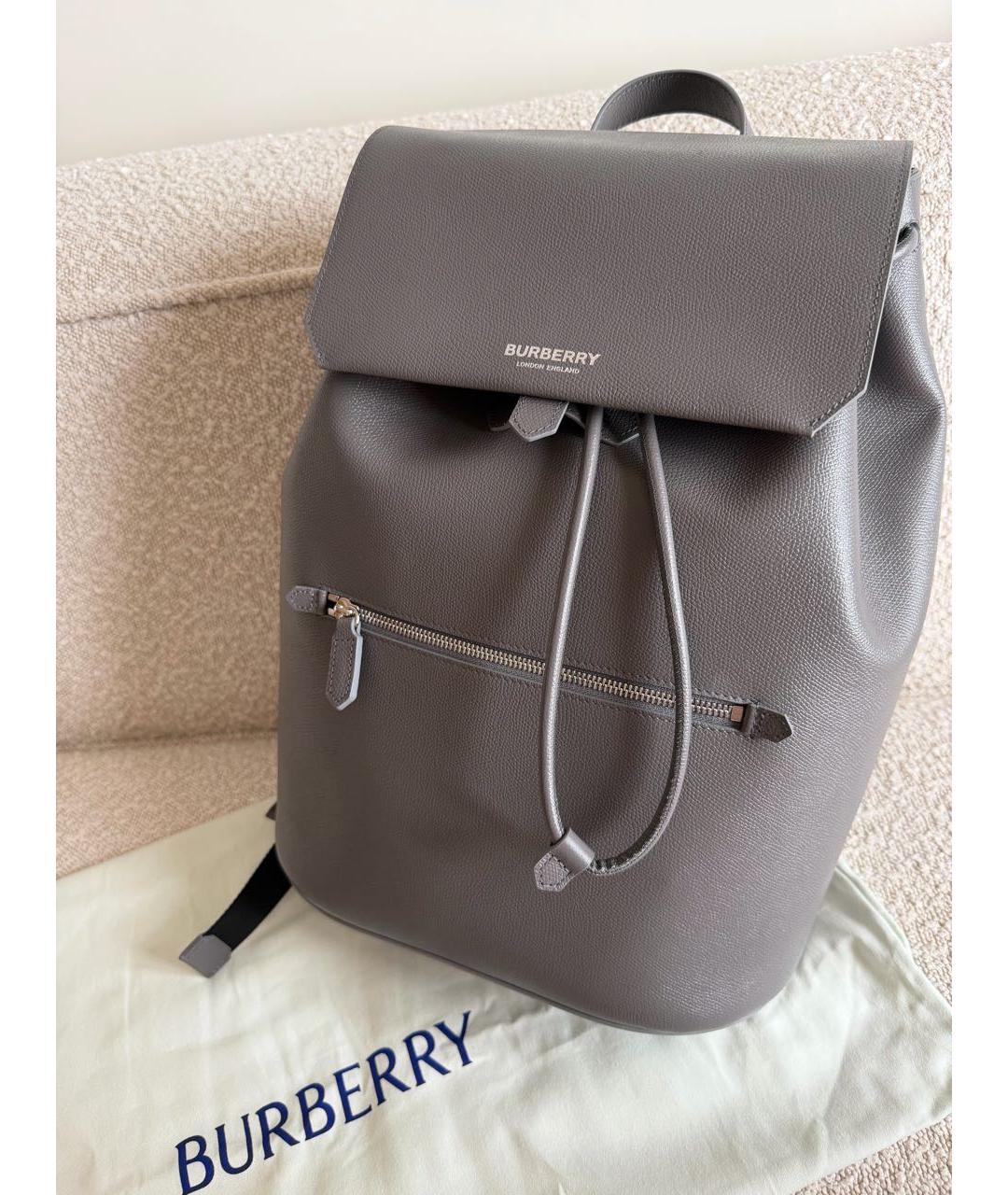 BURBERRY Серый кожаный рюкзак, фото 5