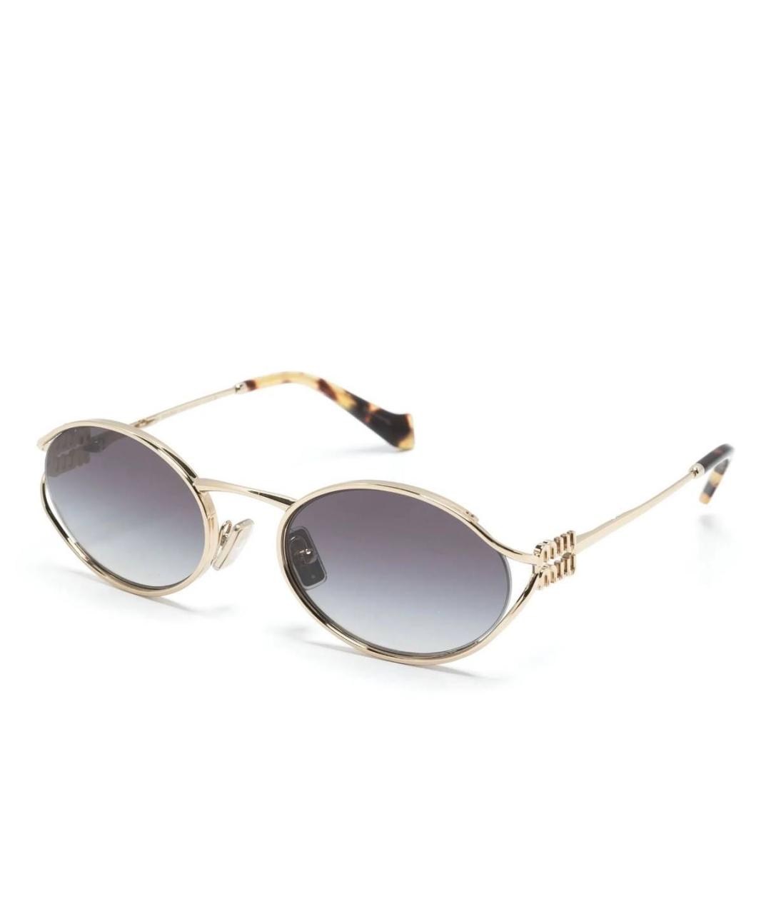 MIU MIU Золотые металлические солнцезащитные очки, фото 1