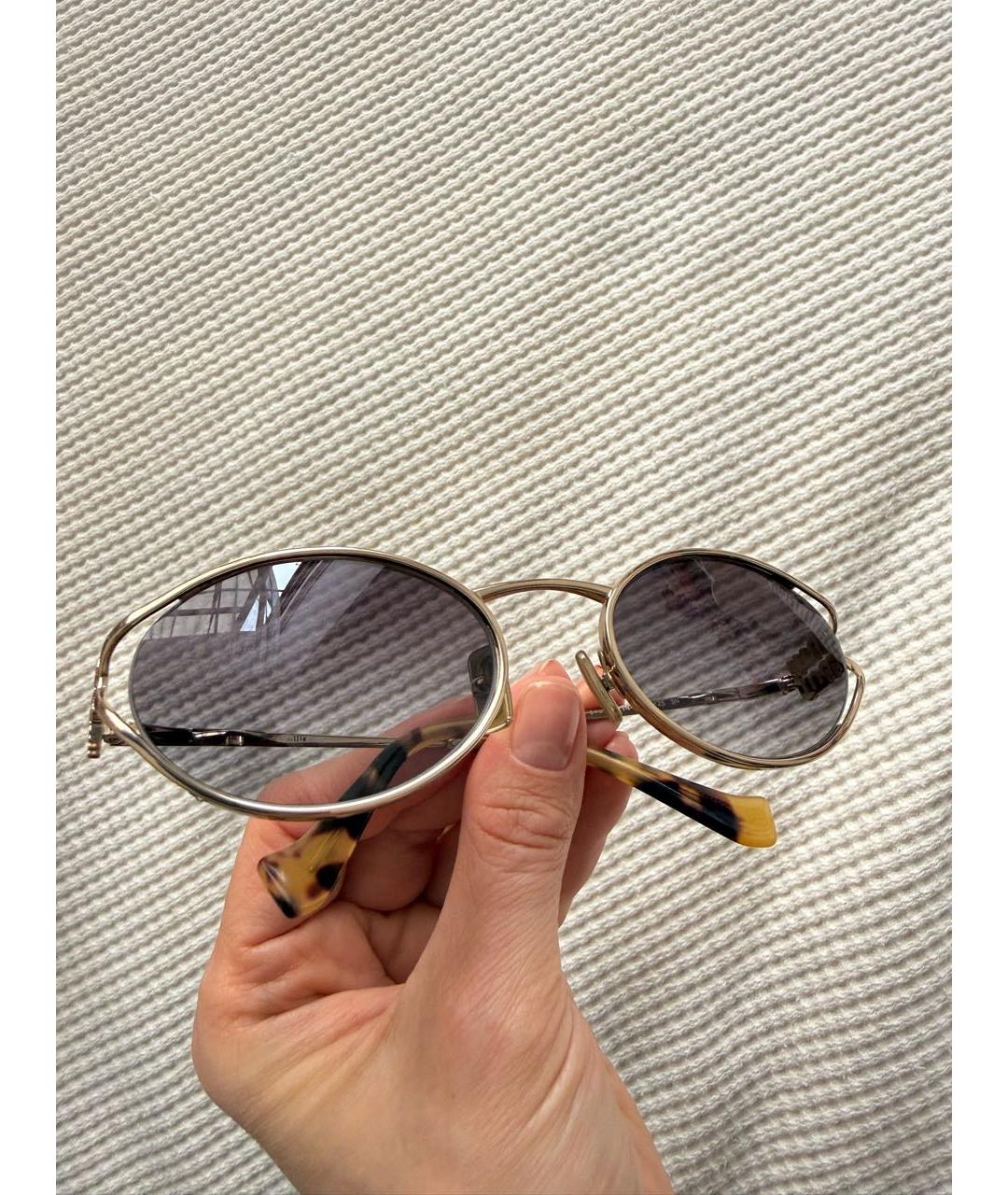 MIU MIU Золотые металлические солнцезащитные очки, фото 3