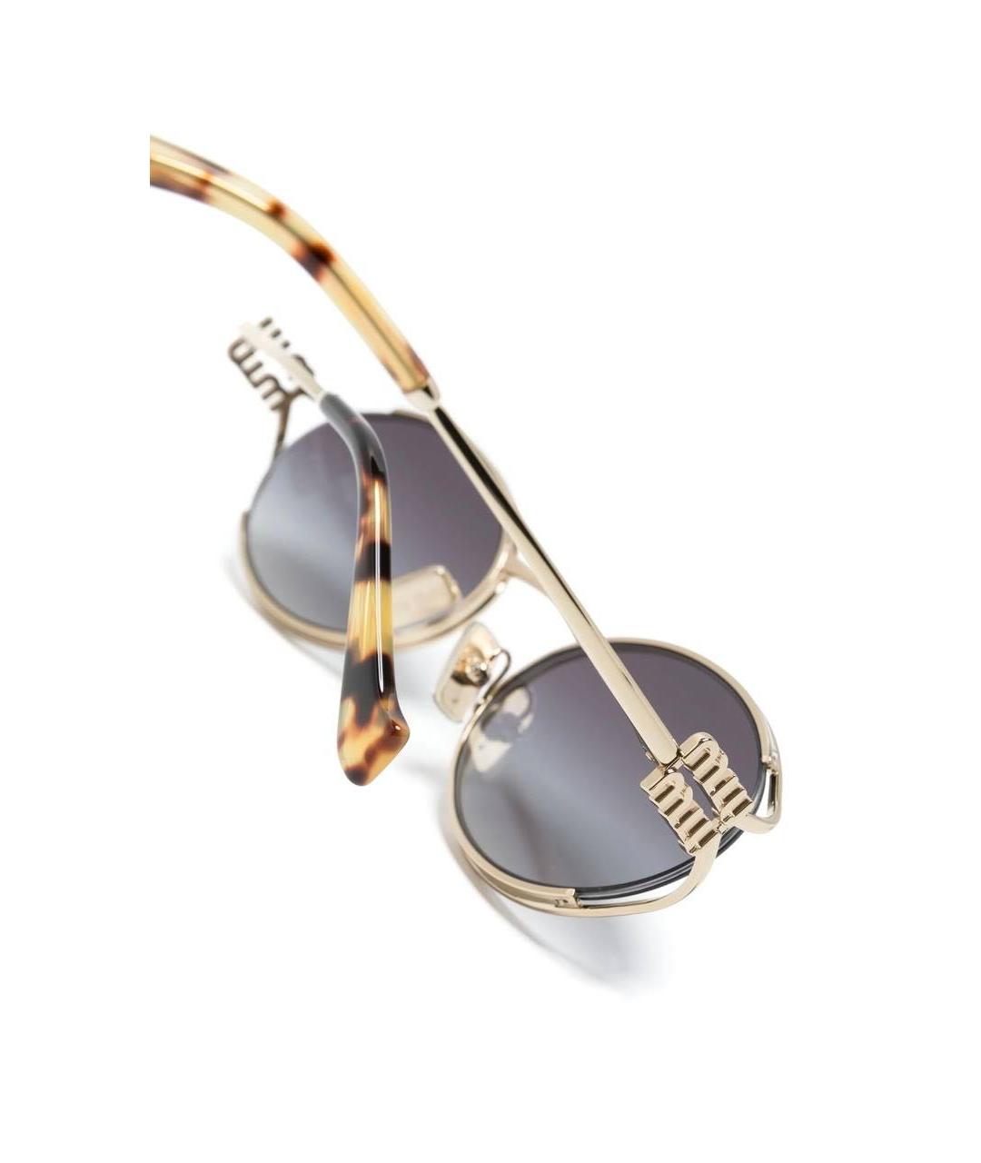 MIU MIU Золотые металлические солнцезащитные очки, фото 5