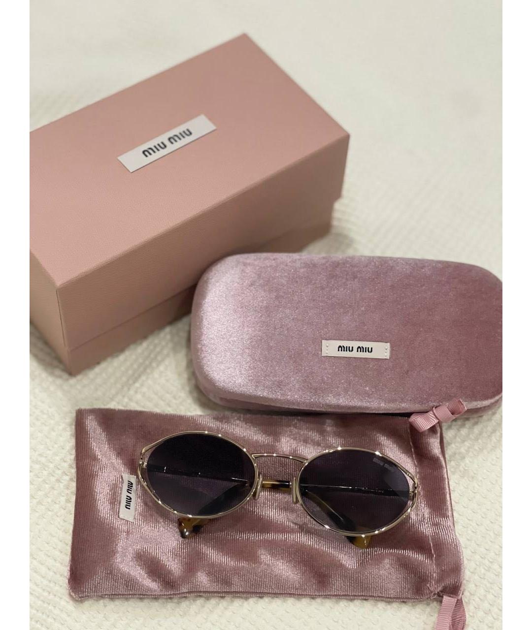 MIU MIU Золотые металлические солнцезащитные очки, фото 4