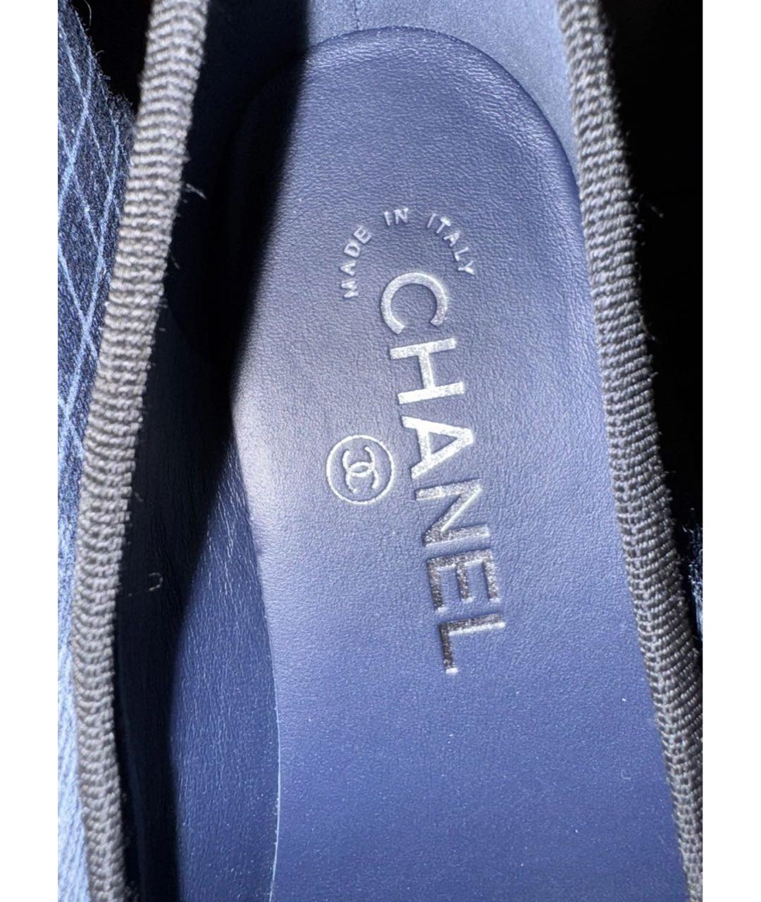 CHANEL Голубые текстильные балетки, фото 5