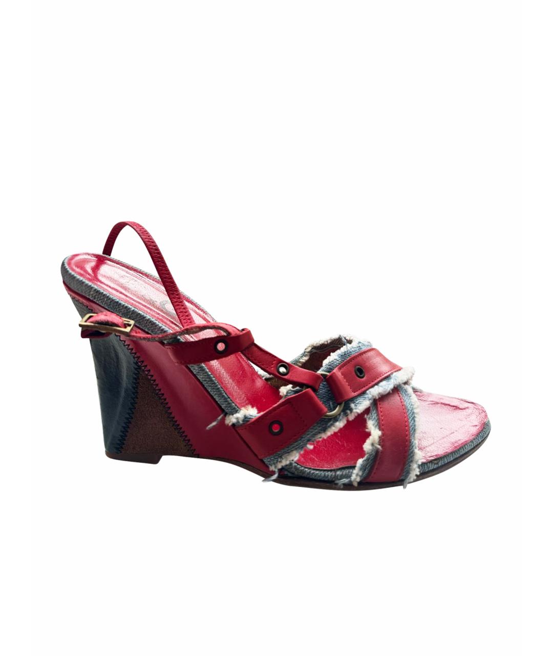 DOLCE&GABBANA Красные кожаные босоножки, фото 1