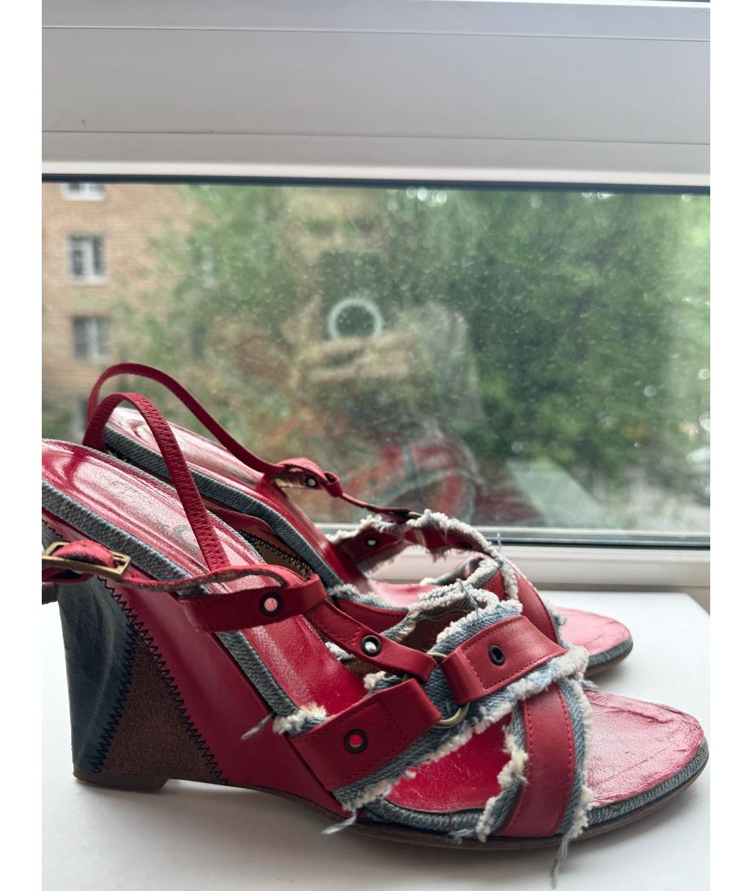DOLCE&GABBANA Красные кожаные босоножки, фото 3