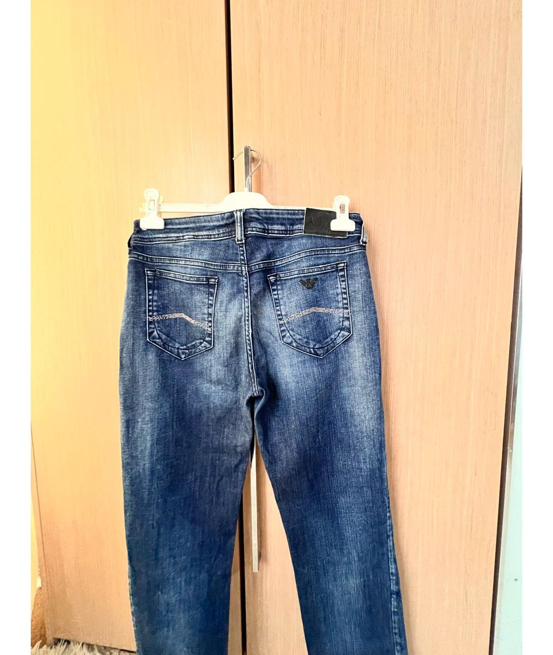 ARMANI JEANS Темно-синие хлопковые прямые джинсы, фото 2