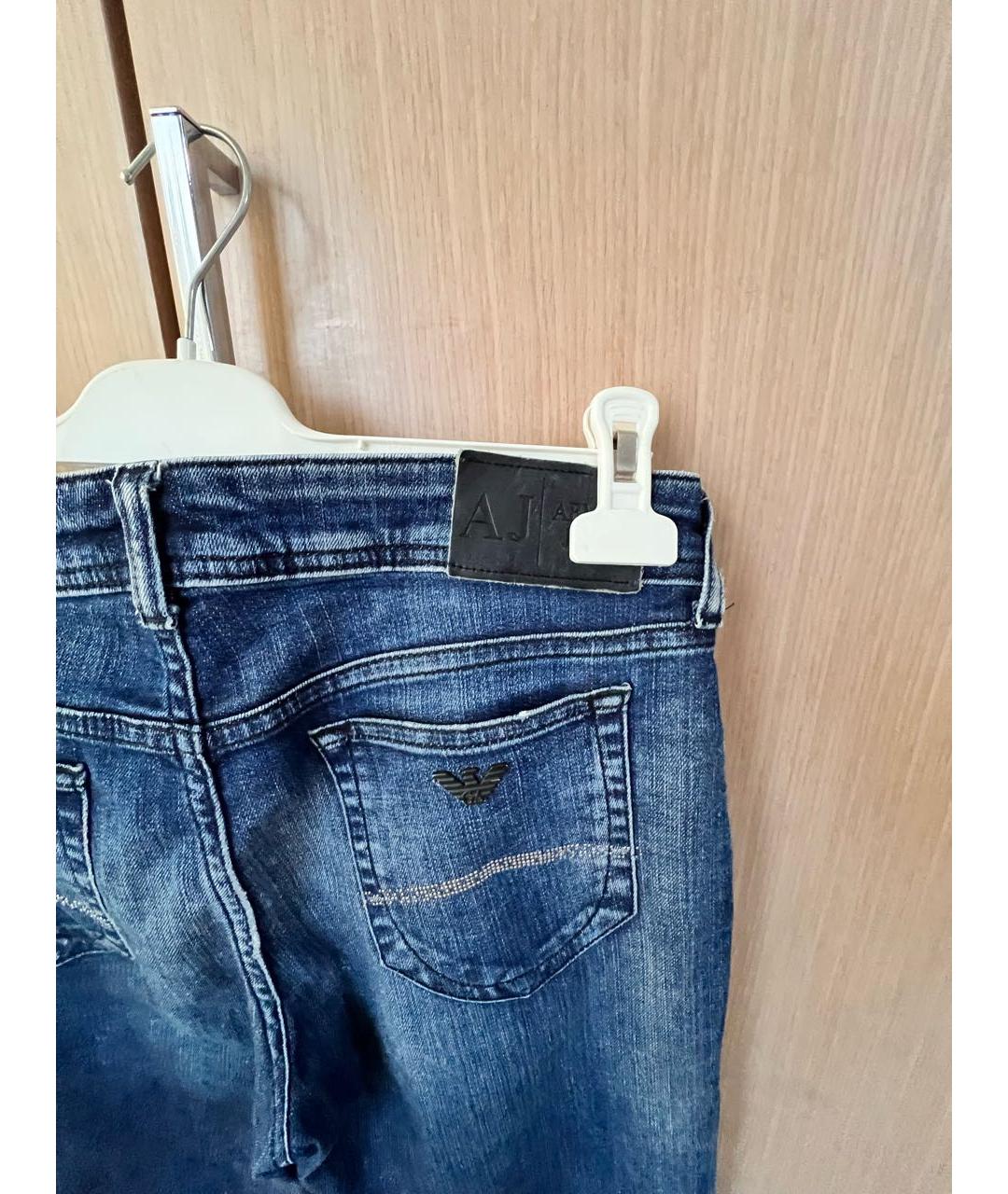 ARMANI JEANS Темно-синие хлопковые прямые джинсы, фото 3