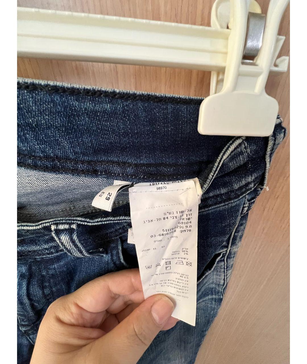 ARMANI JEANS Темно-синие хлопковые прямые джинсы, фото 5