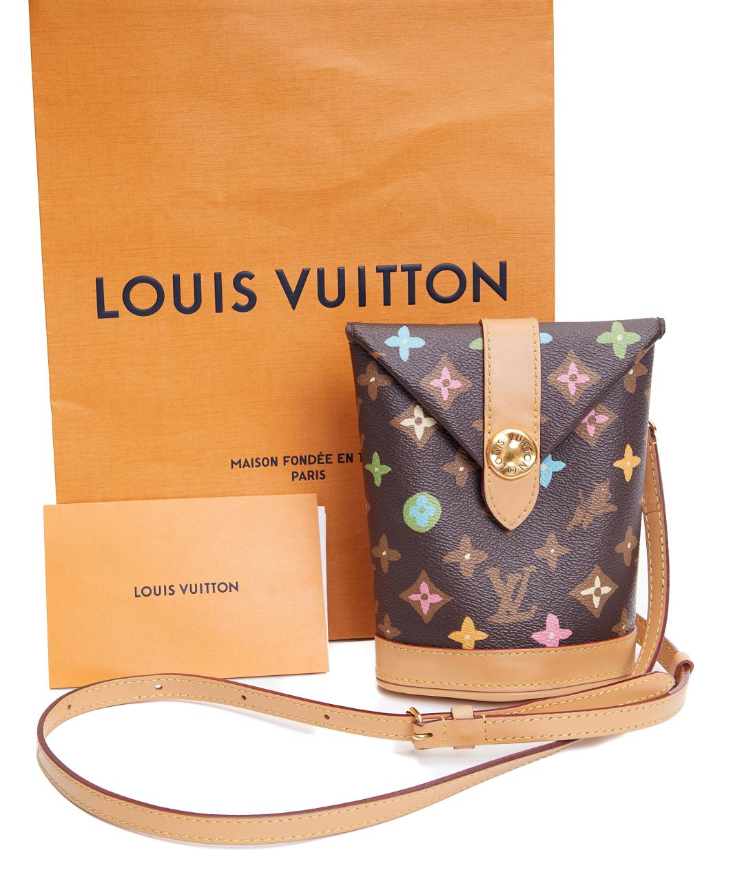 LOUIS VUITTON Коричневая кожаная сумка через плечо, фото 5