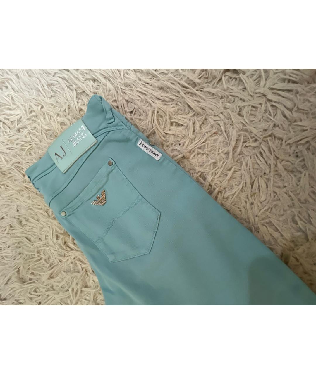 ARMANI JEANS Бирюзовые хлопковые брюки узкие, фото 5