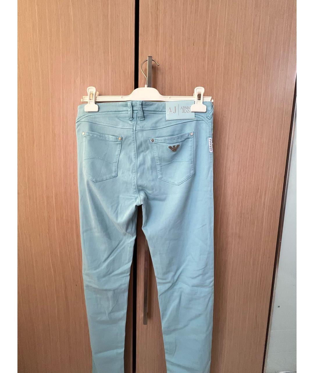 ARMANI JEANS Бирюзовые хлопковые брюки узкие, фото 2
