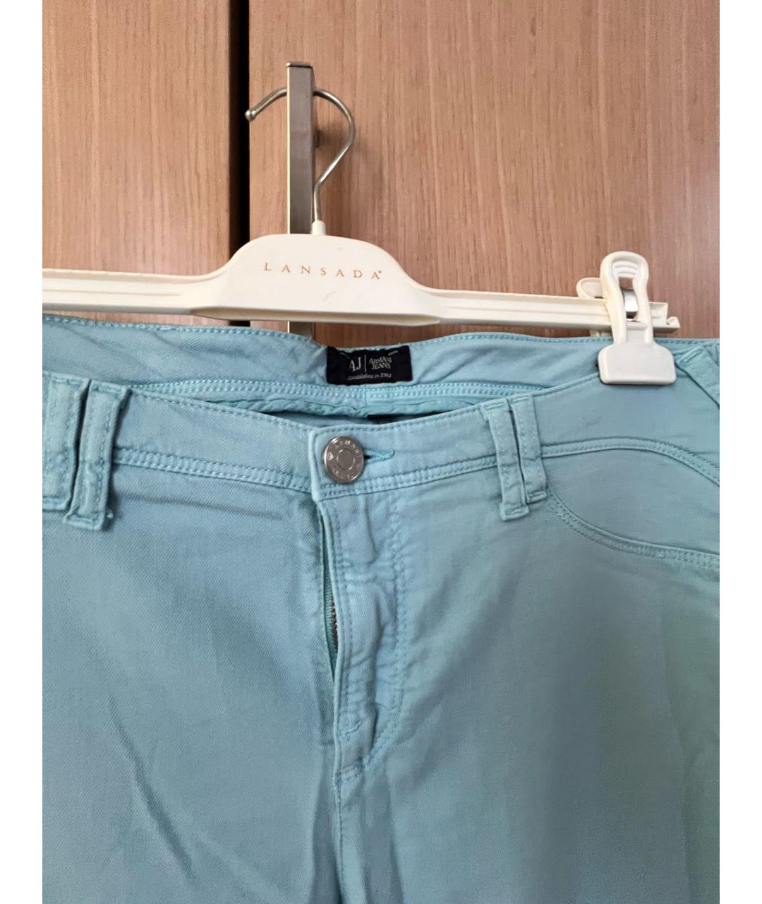 ARMANI JEANS Бирюзовые хлопковые брюки узкие, фото 3